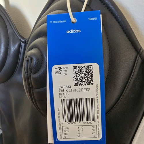 Adidas faux leather dress new, limited edition, black, size S