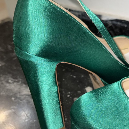 Luigi green satin high heels, size 39