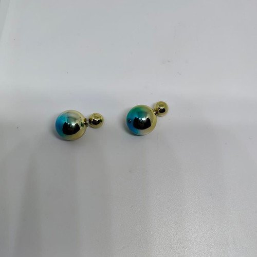 Double-sided earrings like new, gold and blue spheres