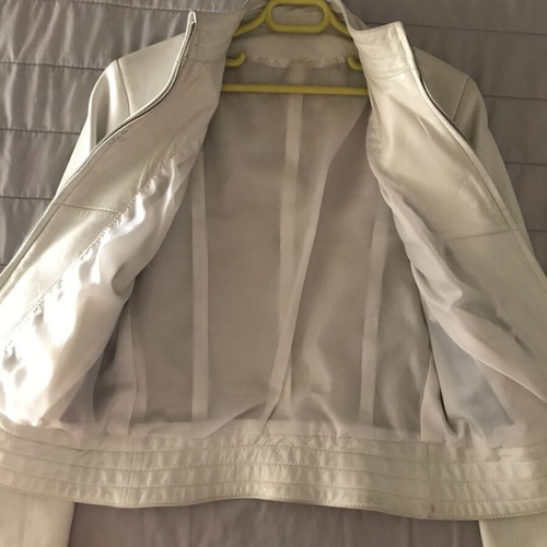 White leather women's jacket, slim fit