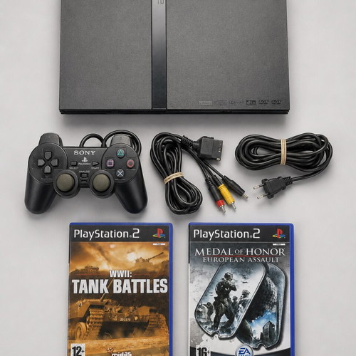 PlayStation 2 Slim chipmodded console with games, used