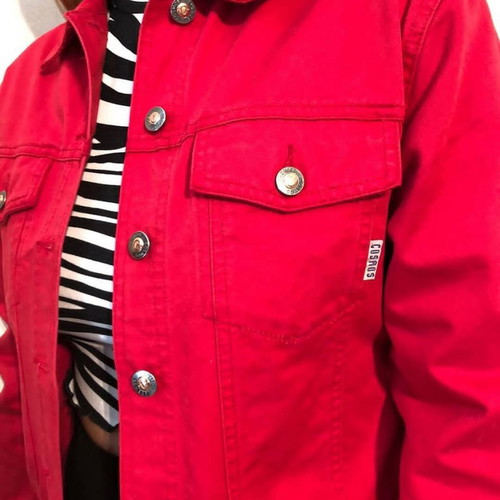Red denim jacket Cosmos used, size Small