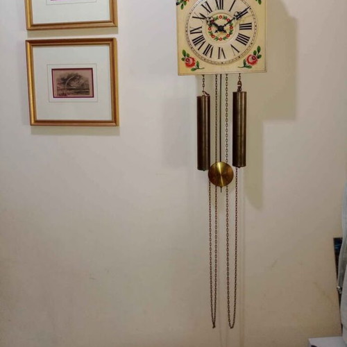 Hermle W150M-39 vintage hand-painted Black Forest wall clock