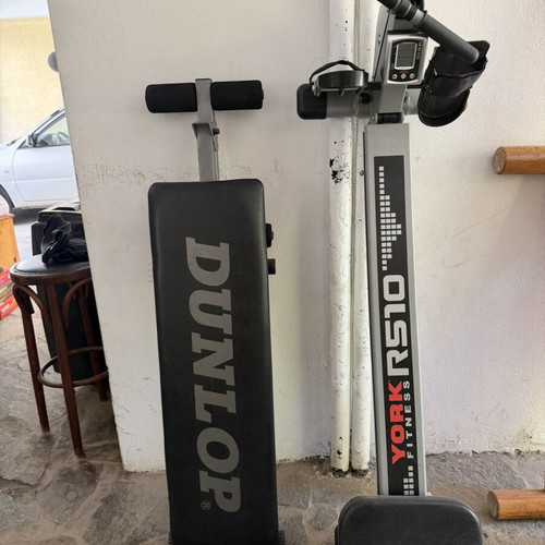 York rowing machine and incline bench used, good condition