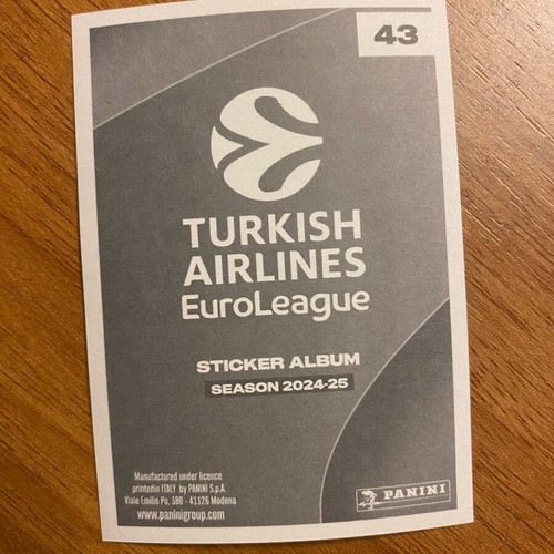 Kostas Sloukas Euroleague 2024-25 Panini sticker like new