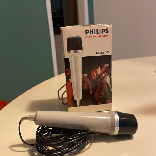 Philips N 8207 vintage dynamic microphone used, white