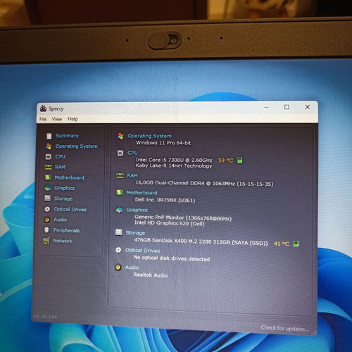 Dell Latitude 5480 laptop, Intel Core i5, 16GB RAM, 512GB NVMe SSD