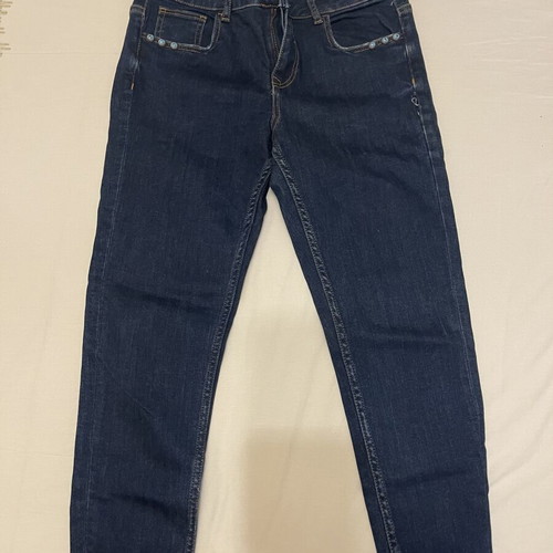 Zara Basic Z1975 dark blue skinny jeans used, beaded details, size 38