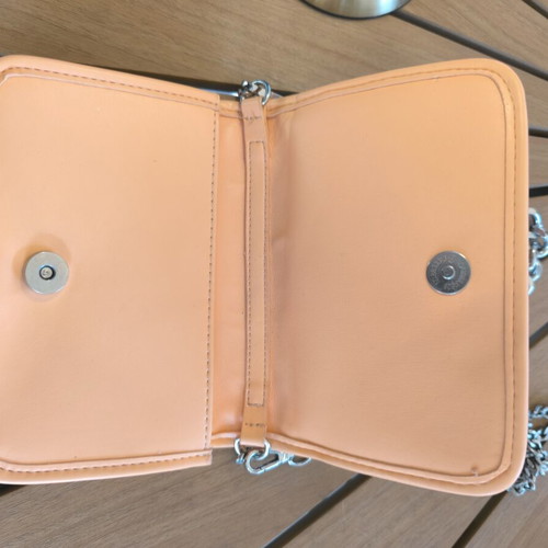 Bershka Mini Crossbody Bag with Chain, Like New, Salmon Color