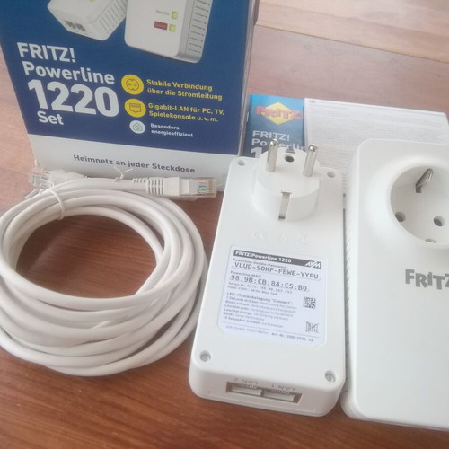 AVM Fritz Powerline 1220 Set like new, 2 devices for LAN over powerline