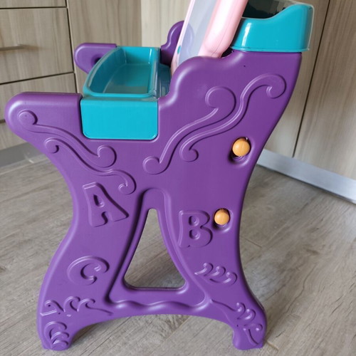 Montessori desk with drawing board and stool 2 in 1, purple-pink
