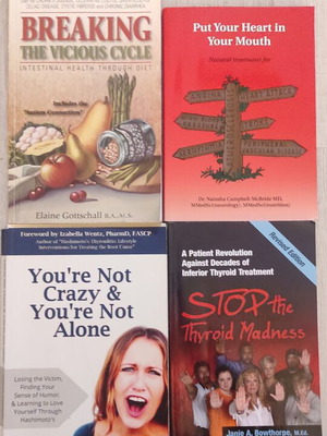 Health and Diet Books used, including Breaking the Vicious Cycle and Stop the Thyroid Madness