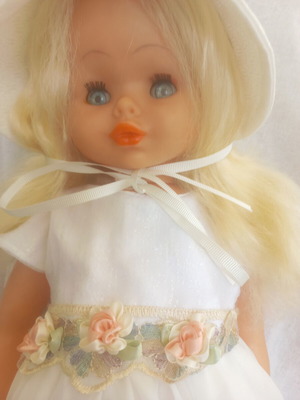 Vintage 70's-80's doll 55 cm with Angel Wings hat, used