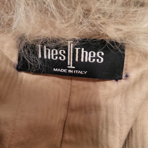 Thes Coat with Lining Size 46 like new, 100% Cotton, Fur, Leather