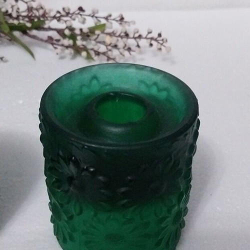 Rudolf Jurnikl Daisies Candle Holders emerald green, new