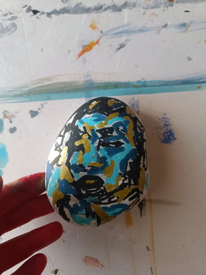 Painted stone with acrylic colors new