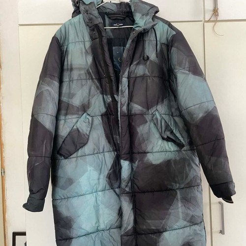 Fred Perry men's parka jacket like new, blue and green, size L