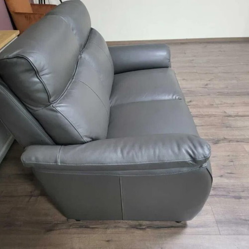 Gray leather two-seater sofa new, 100% genuine leather