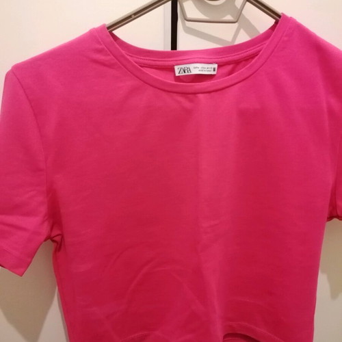 Crop pink women's short-sleeve top Zara like new