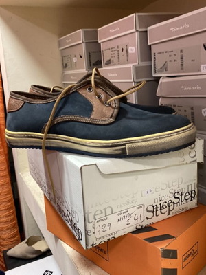 Men's Nice Step moccasins blue dark new, leather