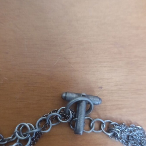 Gothic EJ Brand Necklace like new, long chain with cross guitar pendant