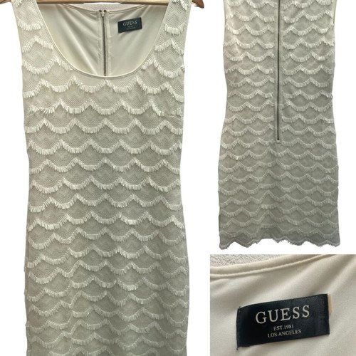 Guess Ivory Fringe Texture Sleeveless Dress used