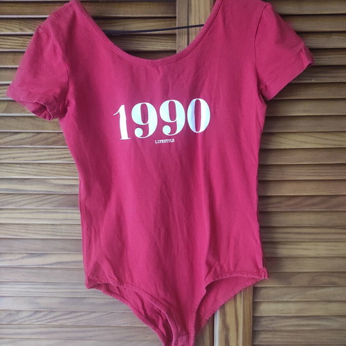 Red bodysuit 1990 with print
