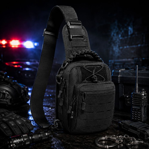 Tactical Crossbody Shoulder Bag XL with Multiple Compartments Black