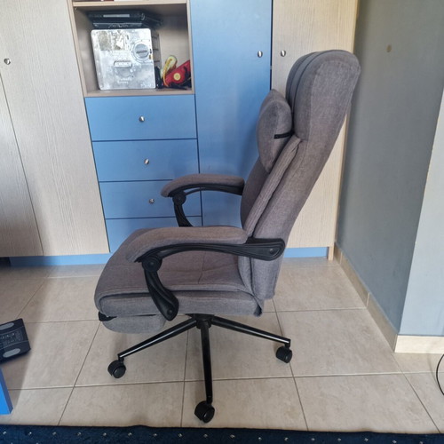 Fabric office chair, slightly worn on right side