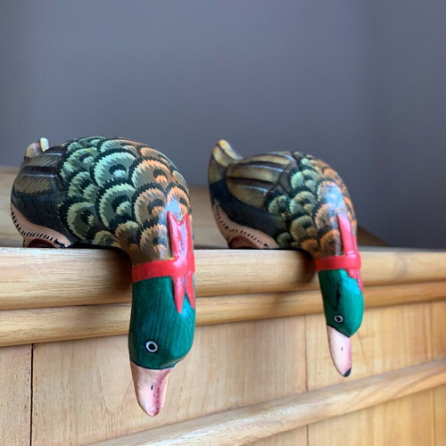 Wooden handmade ducks set of two new
