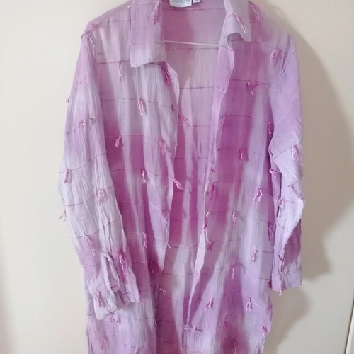 Long women's shirt used, cotton, lilac ombre, versatile