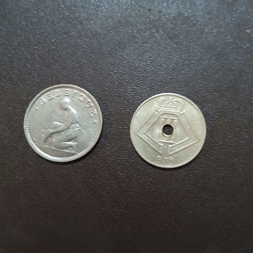 Set of 2 Belgium coins 1929/1939