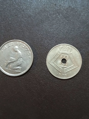 Set of 2 Belgium coins 1929/1939