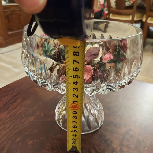 Crystal fondue bowl used with engravings