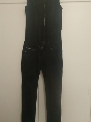 One-piece denim jumpsuit size M like new, black