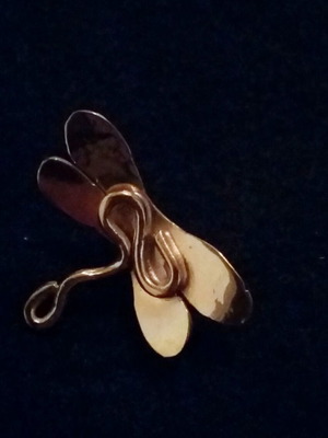 Dragonfly ring UniqueJewerly silver 925 with copper, handmade