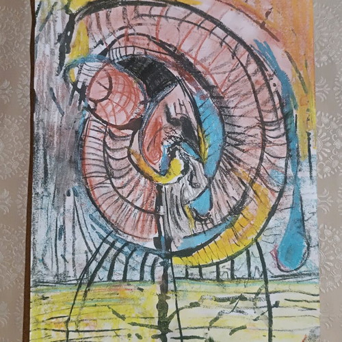 ENA OSTRAKO diptych made to order, symbolic watercolor painting