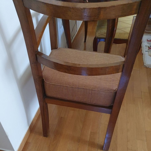 Wooden armchair used, American style, comfortable