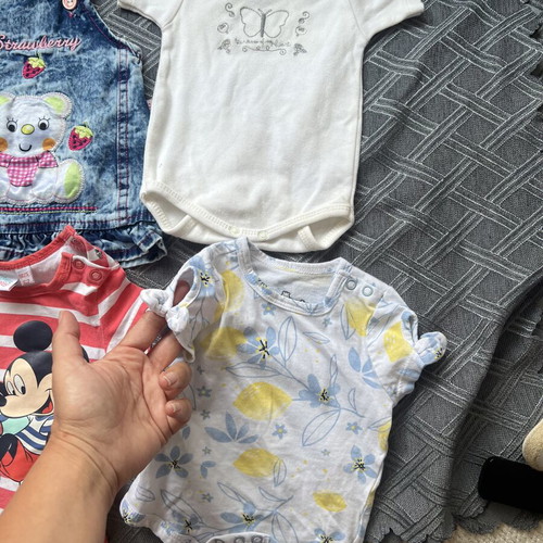 Baby Clothes set size 62 like new, denim dress and cotton bodysuits