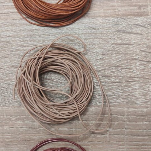 Waxed cord 14mm for bracelets, tan, dull red, beige