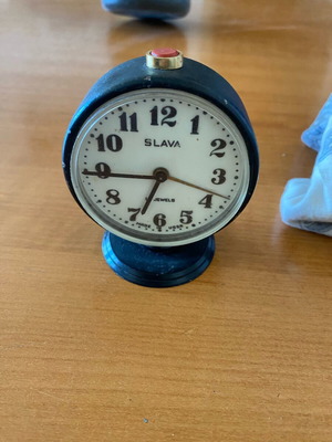 Slava vintage table clock alarm used, analog, collectible