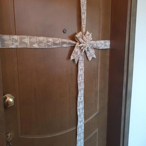 Christmas fabric ribbon set with large white snowflake