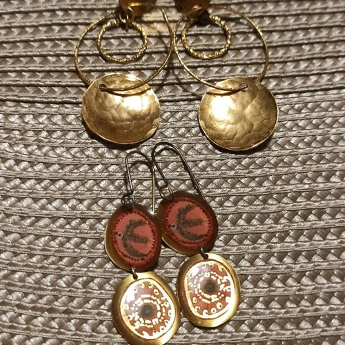 Handmade dangling earrings, 2 pairs like new