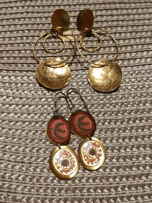 Handmade dangling earrings, 2 pairs like new