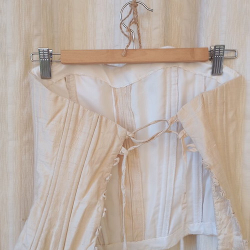 Corset and maxi skirt set like new, white and beige