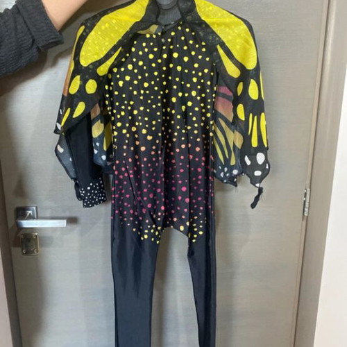 Handmade Rhythmic Gymnastics Leotard with Butterfly Scarf, Like New, Age 10-13