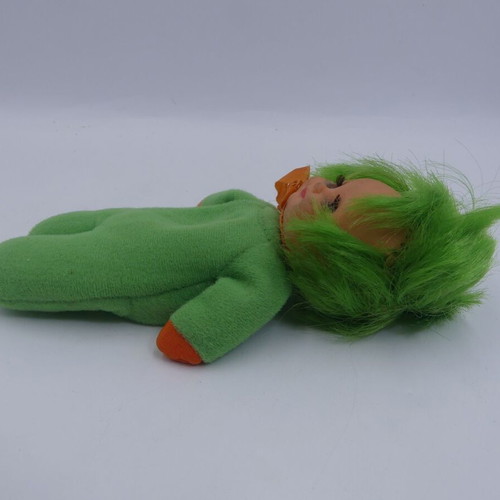 GIG El Greco doll 70s/80s with green hair and uniform used, 18 cm