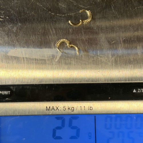 18K Gold Hoop Earrings, 2.5g, Like New