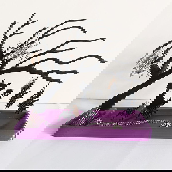 Μπιζουτιέρα Μαύρη Γάτα και δέντρο - 3d Printed Jewelry tray Black Cat with Tree - Goth Style