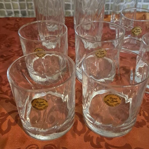 Crystal glasses for water, whiskey and wine new, set of 11 pieces